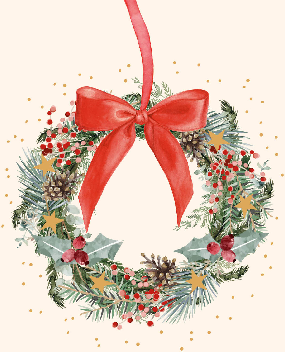 ABC Weihnachtskarten – A6, mit Couvert, Zweigenkranz – 6 Sets