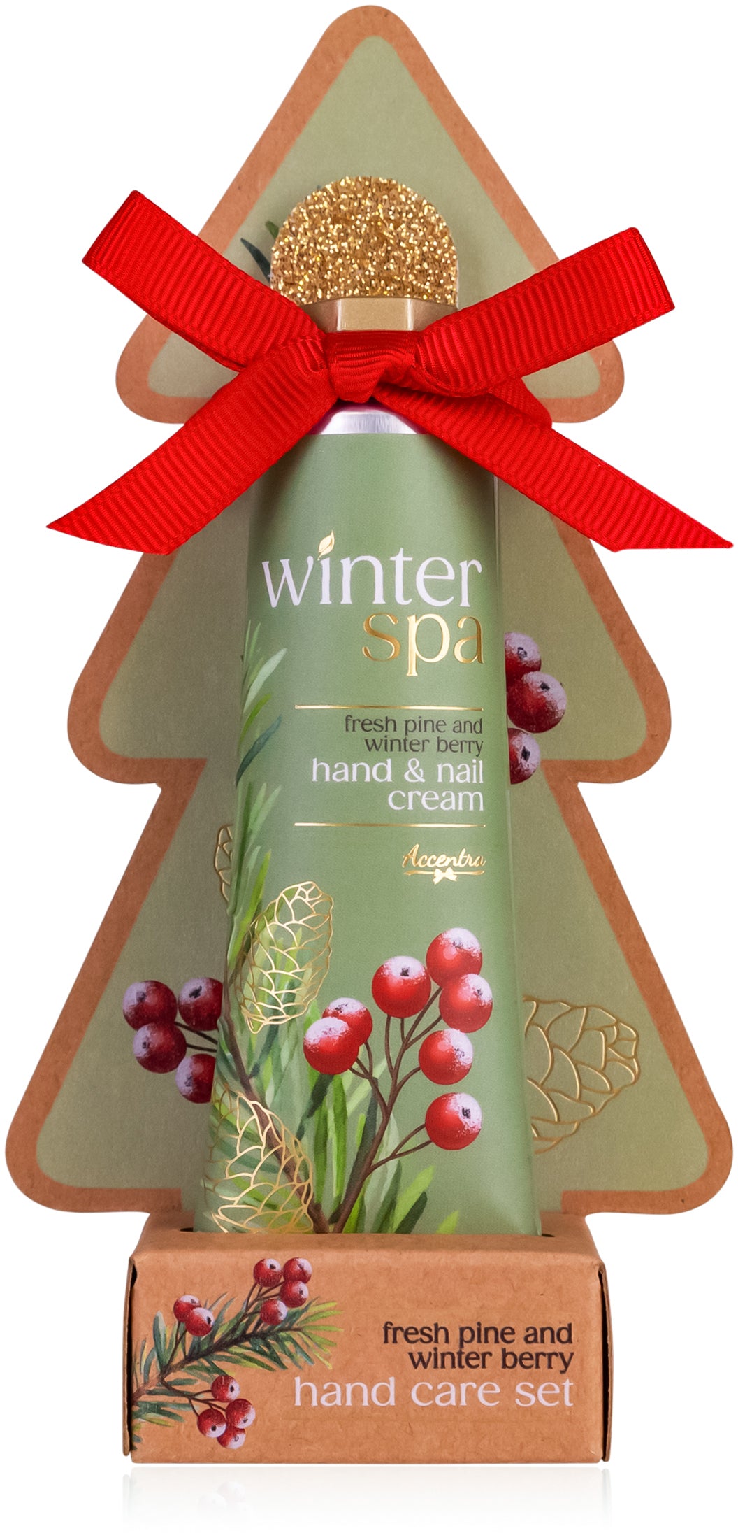 Accentra Handpflegeset Winter Spa – 30 ml Hand- & Nagelcreme, Nagelfeile – Duft Fresh Pine & Winter Berries