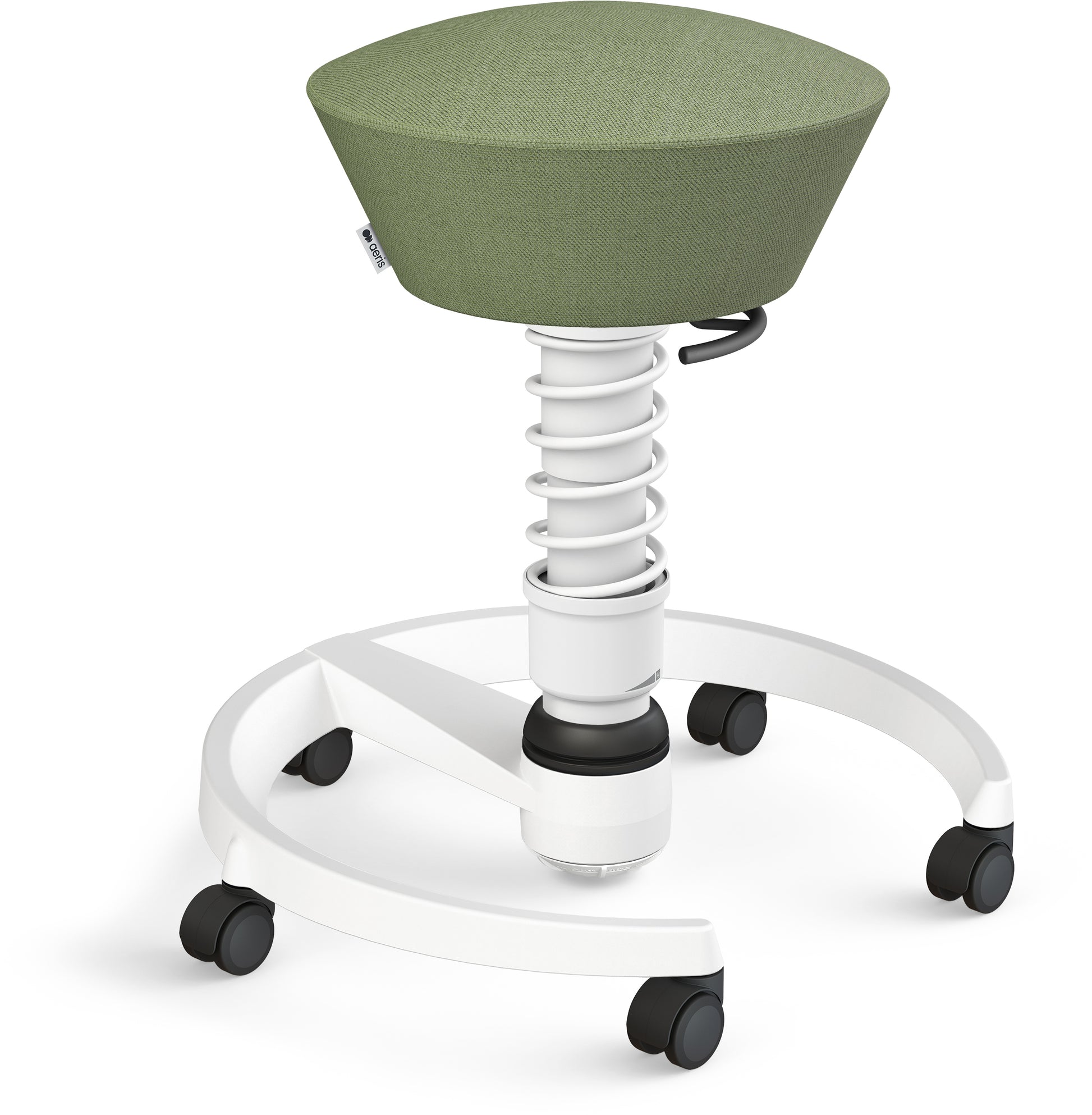 Aeris Swopper 102HBSTWH Stehhocker – Grün/Weiss, 3D-Aktiv-Sitz, mit Rollen, 45–59 cm