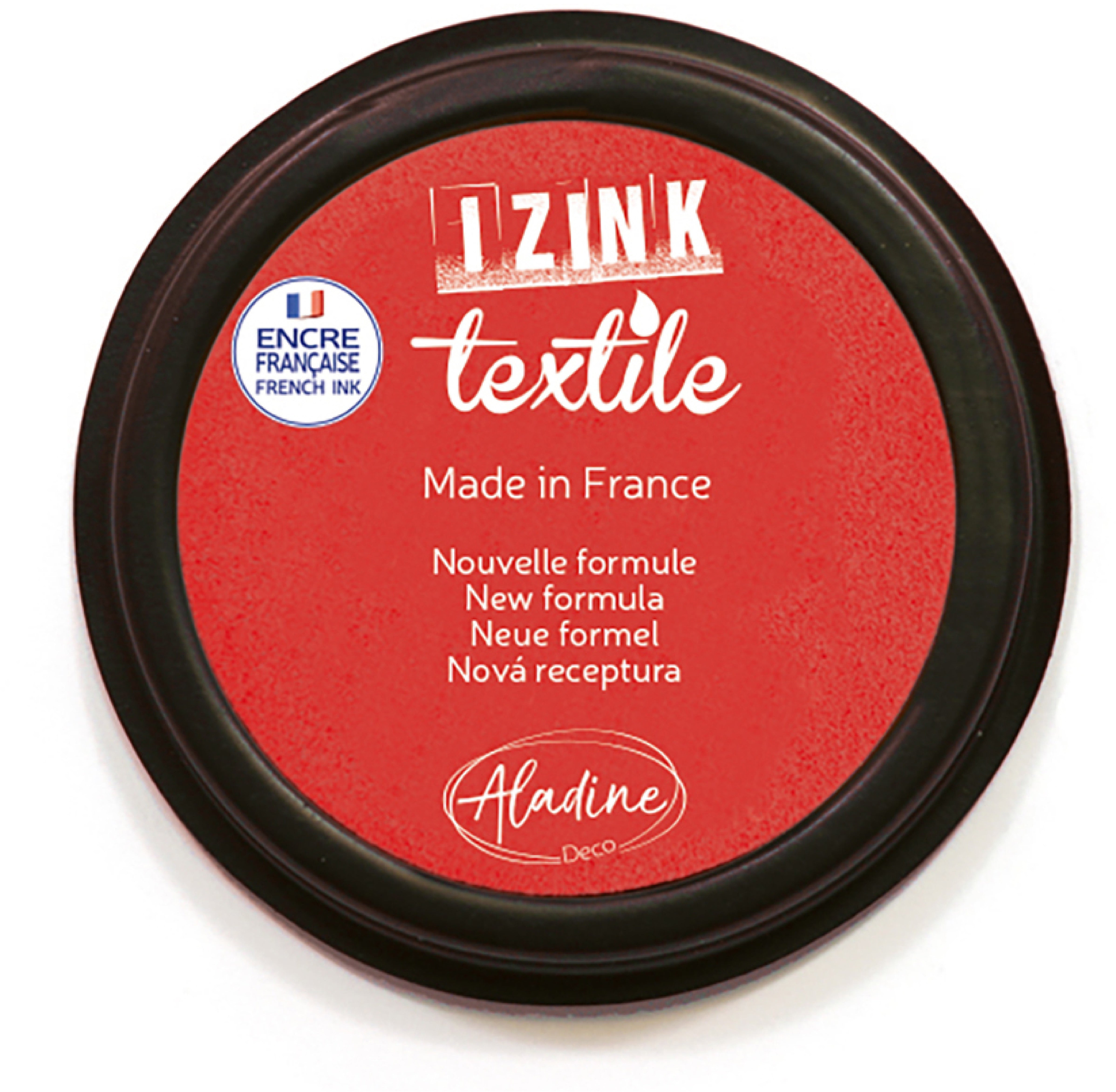 Aladine Stempelkissen – IZINK 19011 – 95 × 95 × 20 mm – Rot – für Baumwolle, Leinen & Seide
