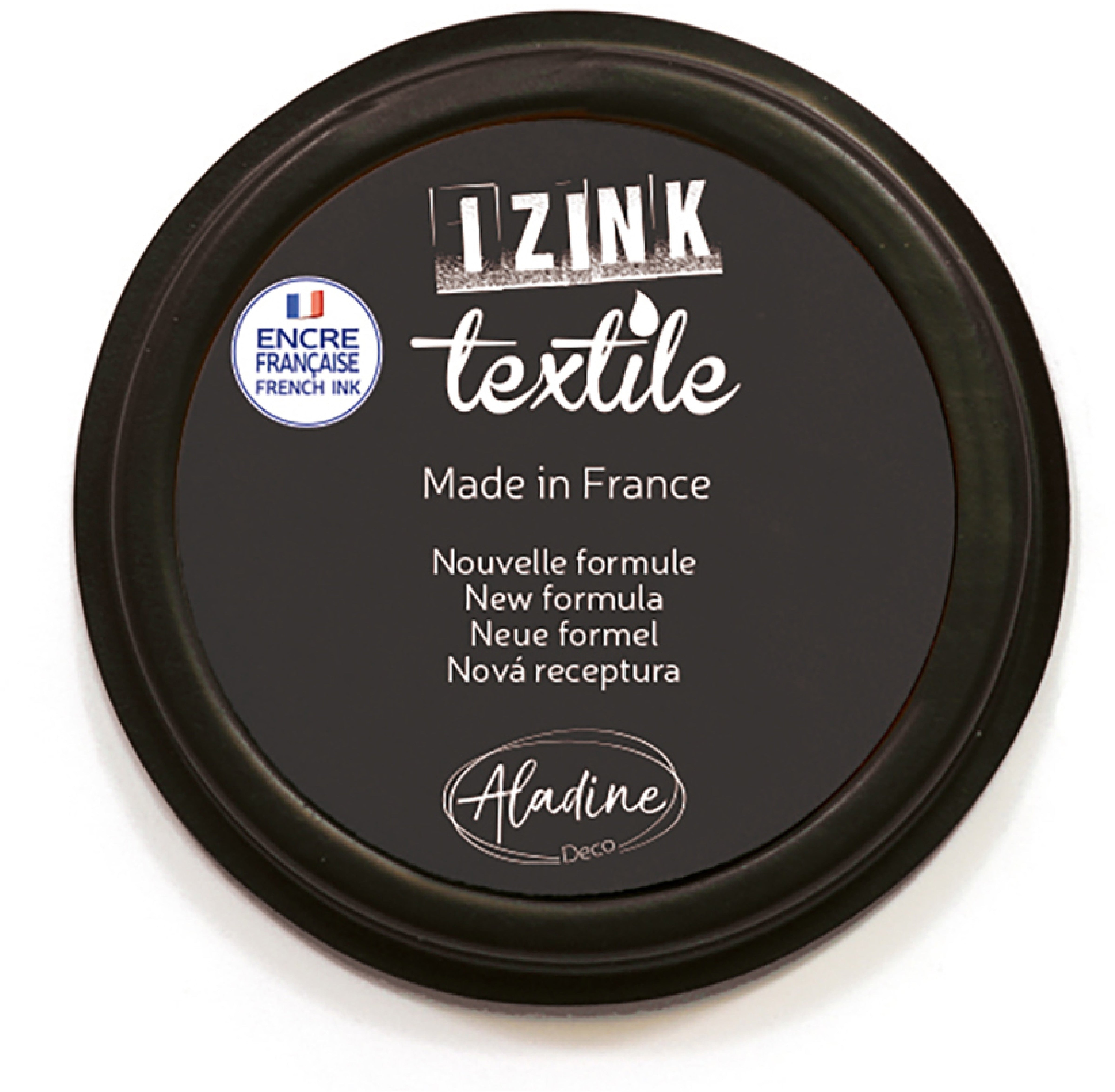 Aladine Textilstempelkissen IZINK 19018, schwarz, 95 mm × 95 mm × 20 mm