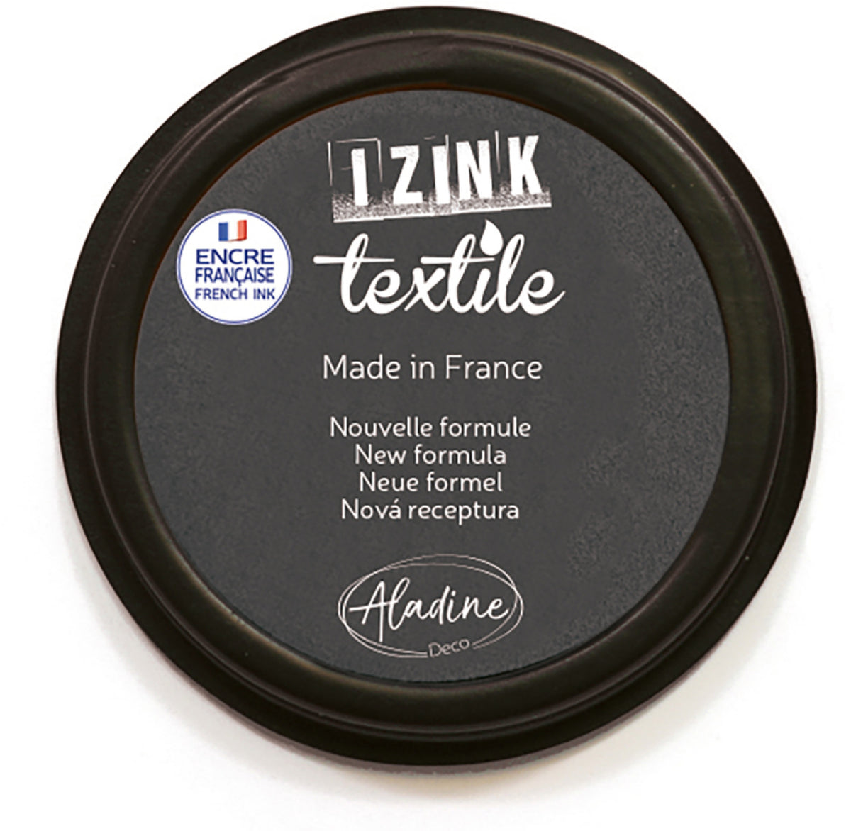 Aladine IZINK Textilstempelkissen – Grau – für Baumwolle, Leinen, Seide