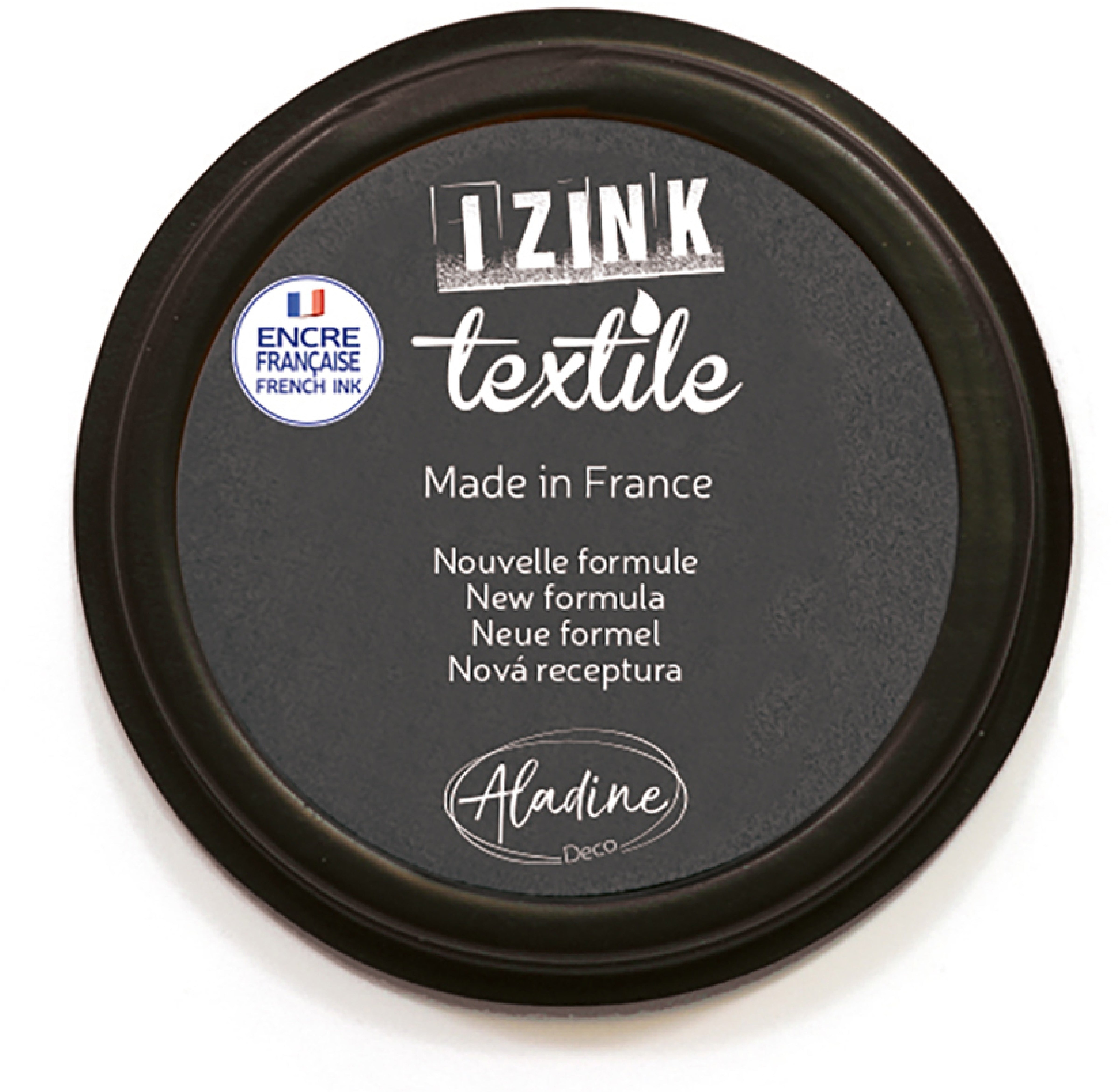 Aladine IZINK Textilstempelkissen – Grau – für Baumwolle, Leinen, Seide