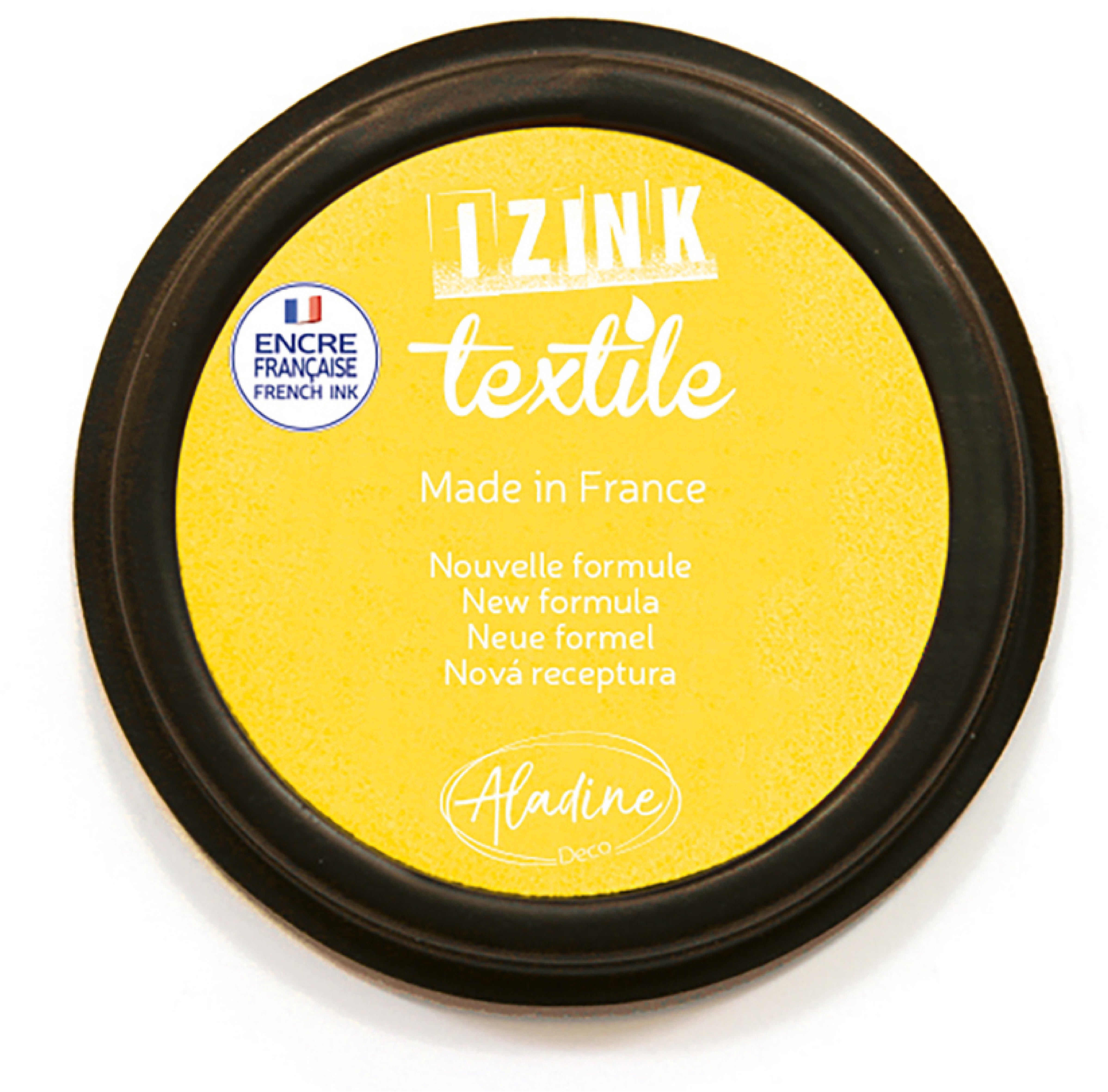 Aladine Textilstempelkissen IZINK 19028, Gelb, 95 × 95 × 20 mm