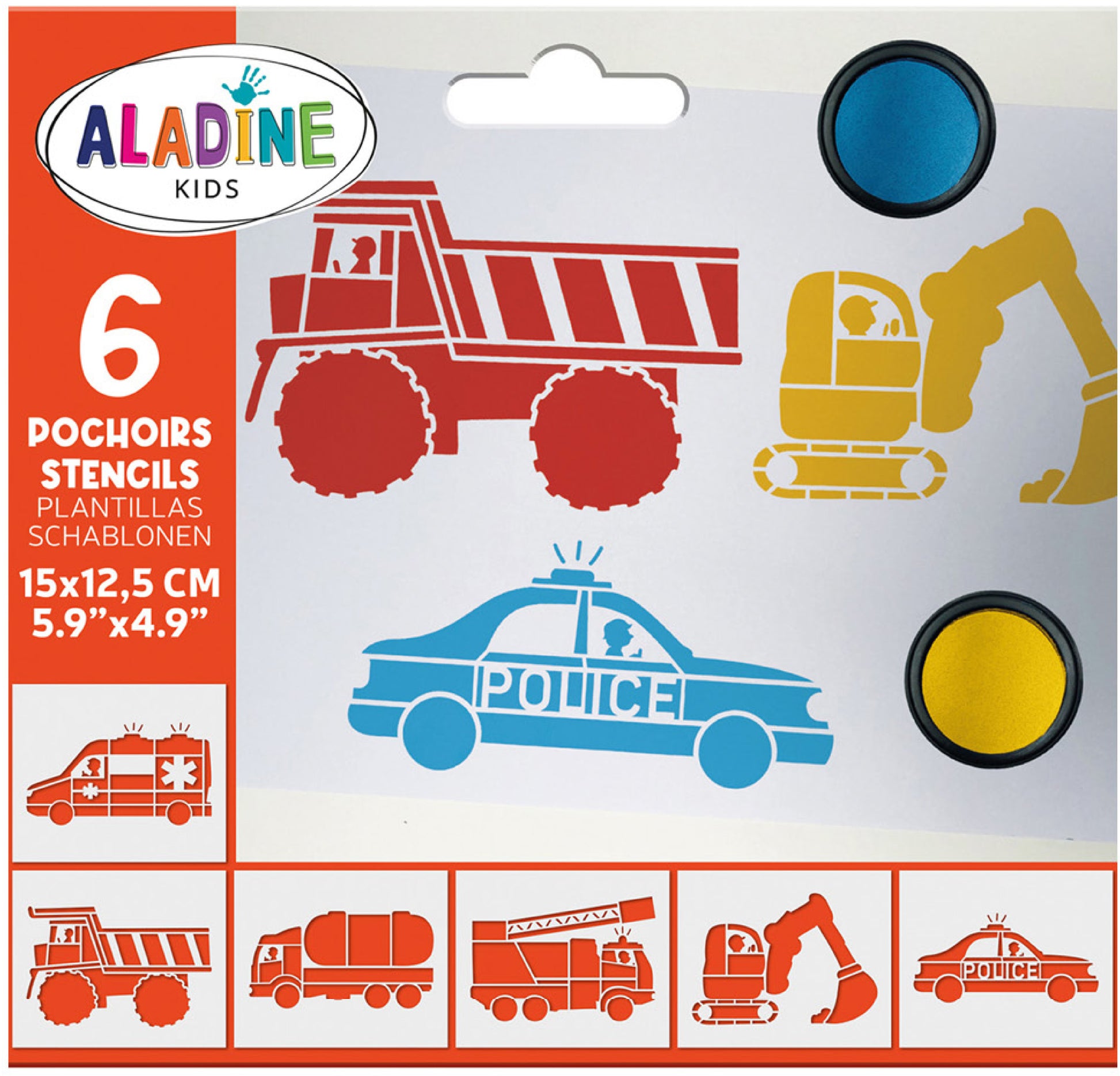 Aladine Schablone – Autos – 145 × 155 mm – 6 Stück