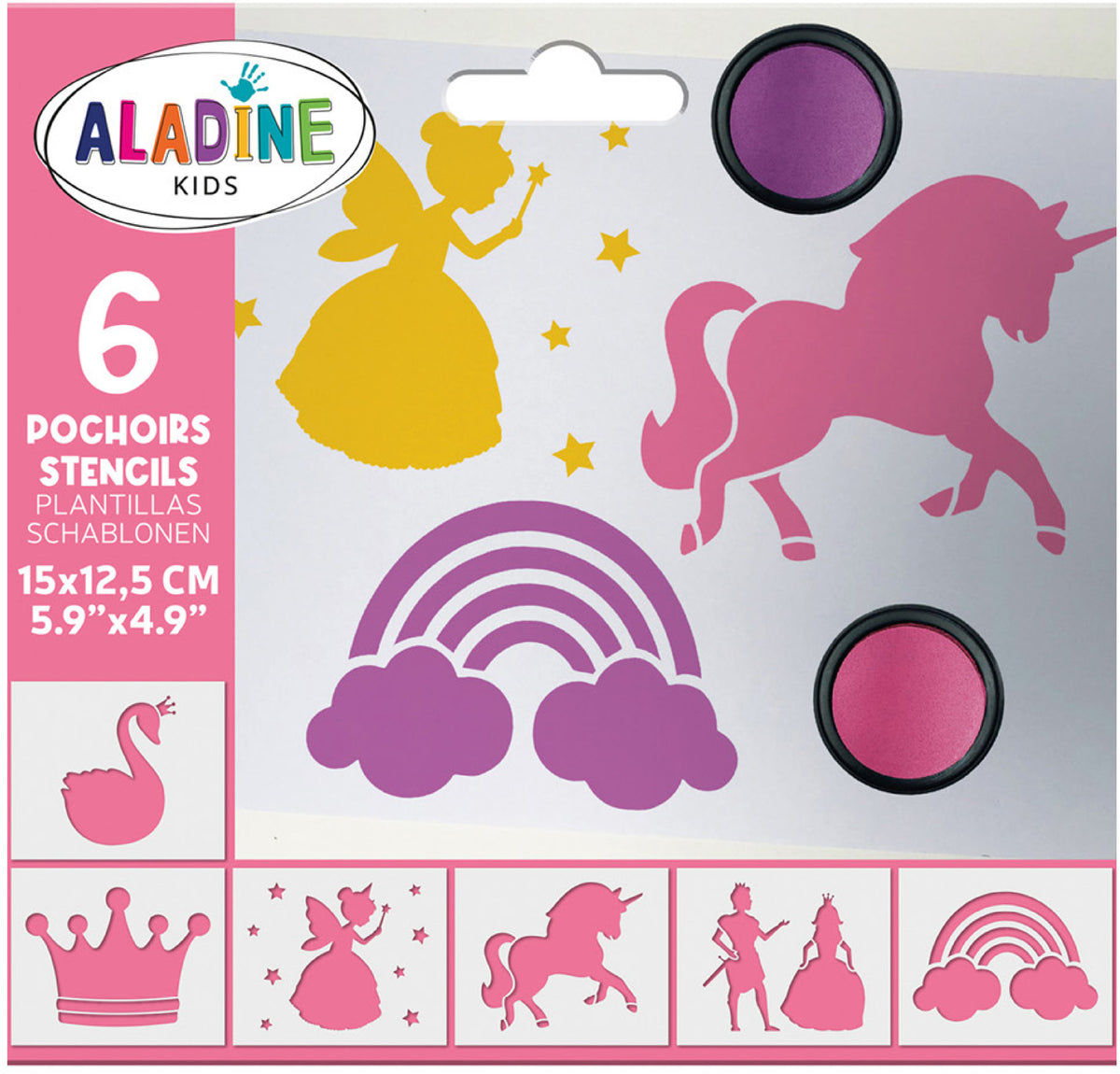 Aladine Schablone – Prinzessin – 145 × 155 × 1 mm – 6 Stück – für Papier, Karton & Textilien