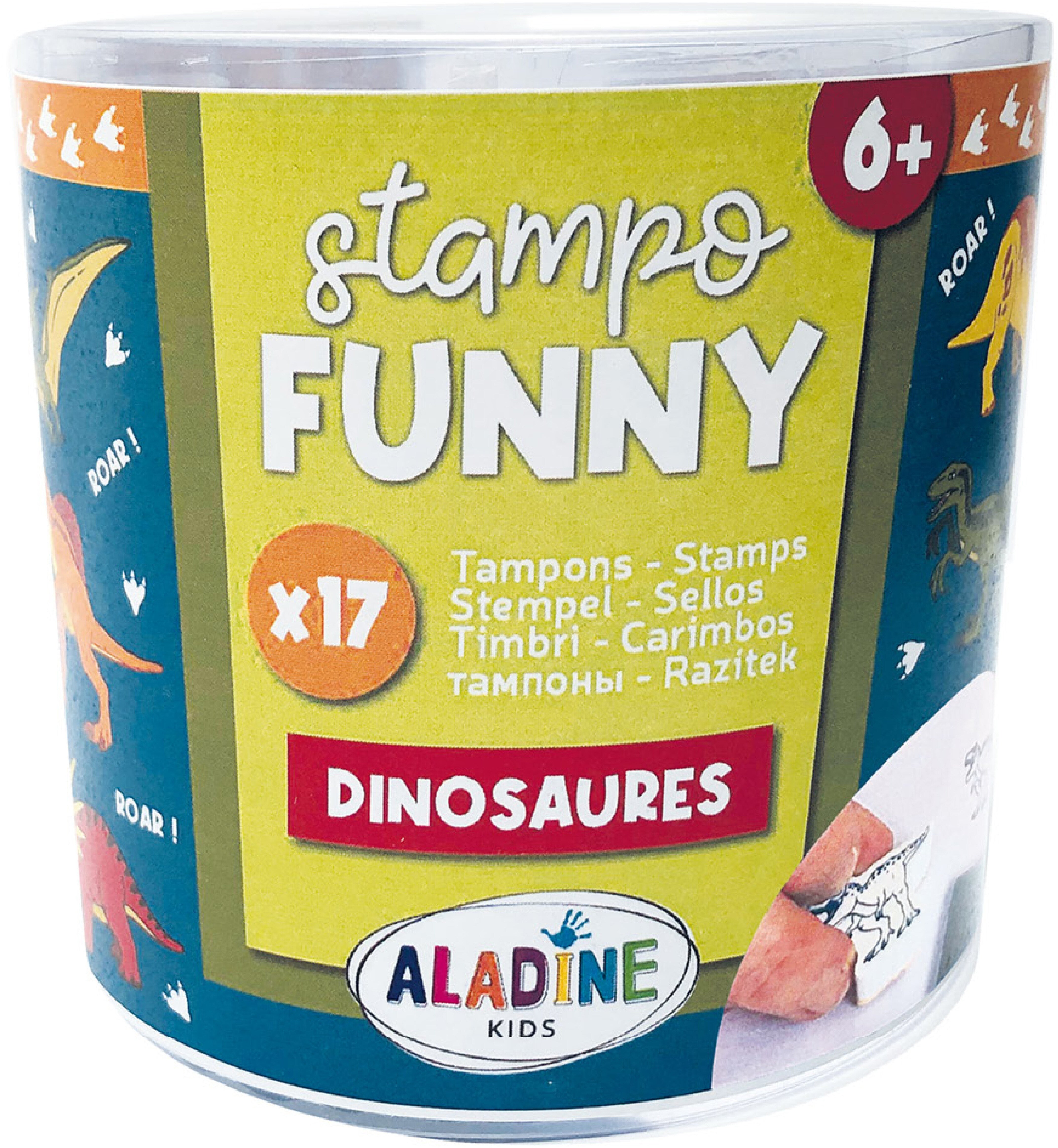 Aladine Stempel-Set – Dinosaurier – 17 Stempel, 1 Stempelkissen