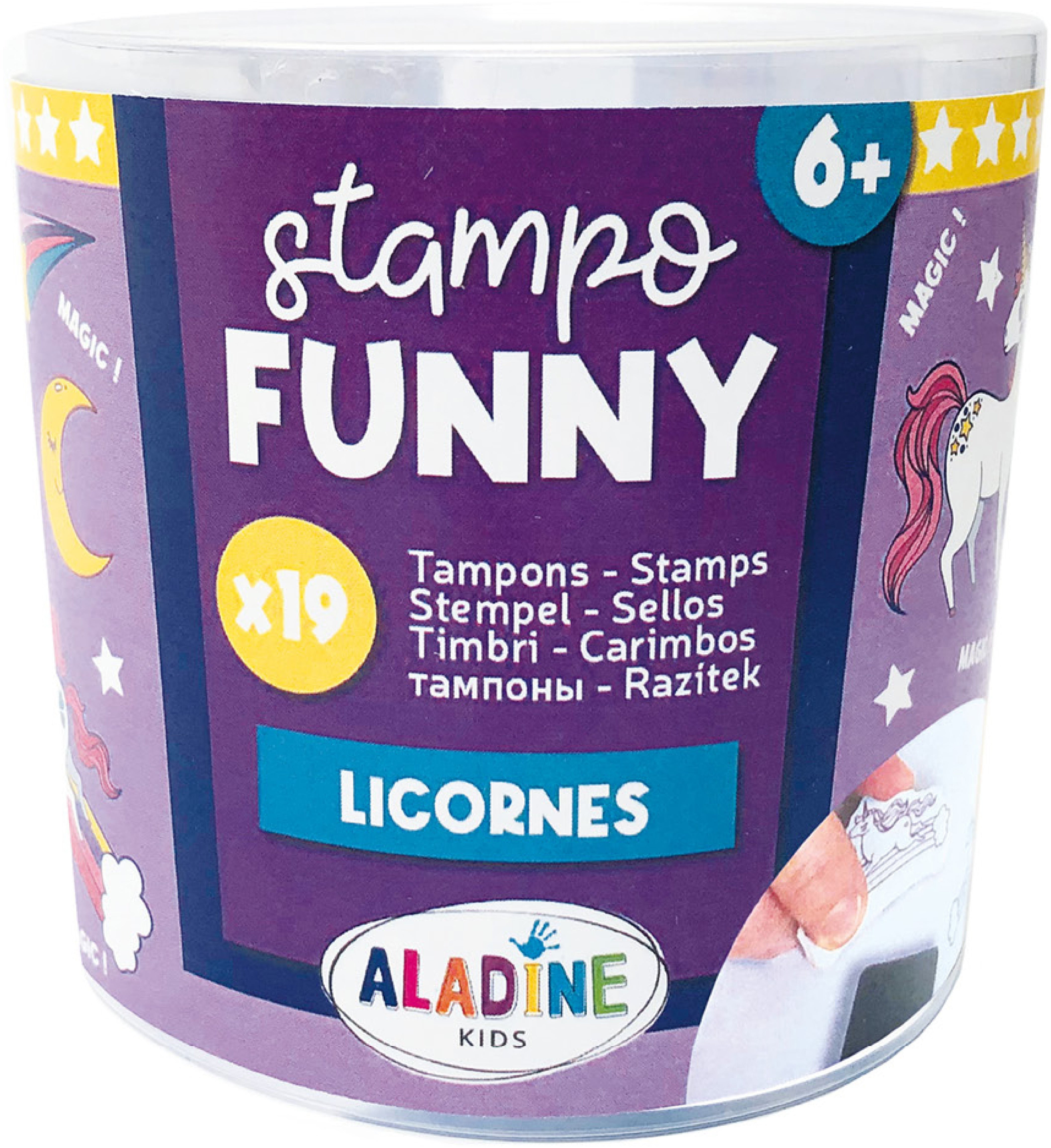Aladine Stempel-Set – Einhorn – 19 Stempel, 1 Stempelkissen