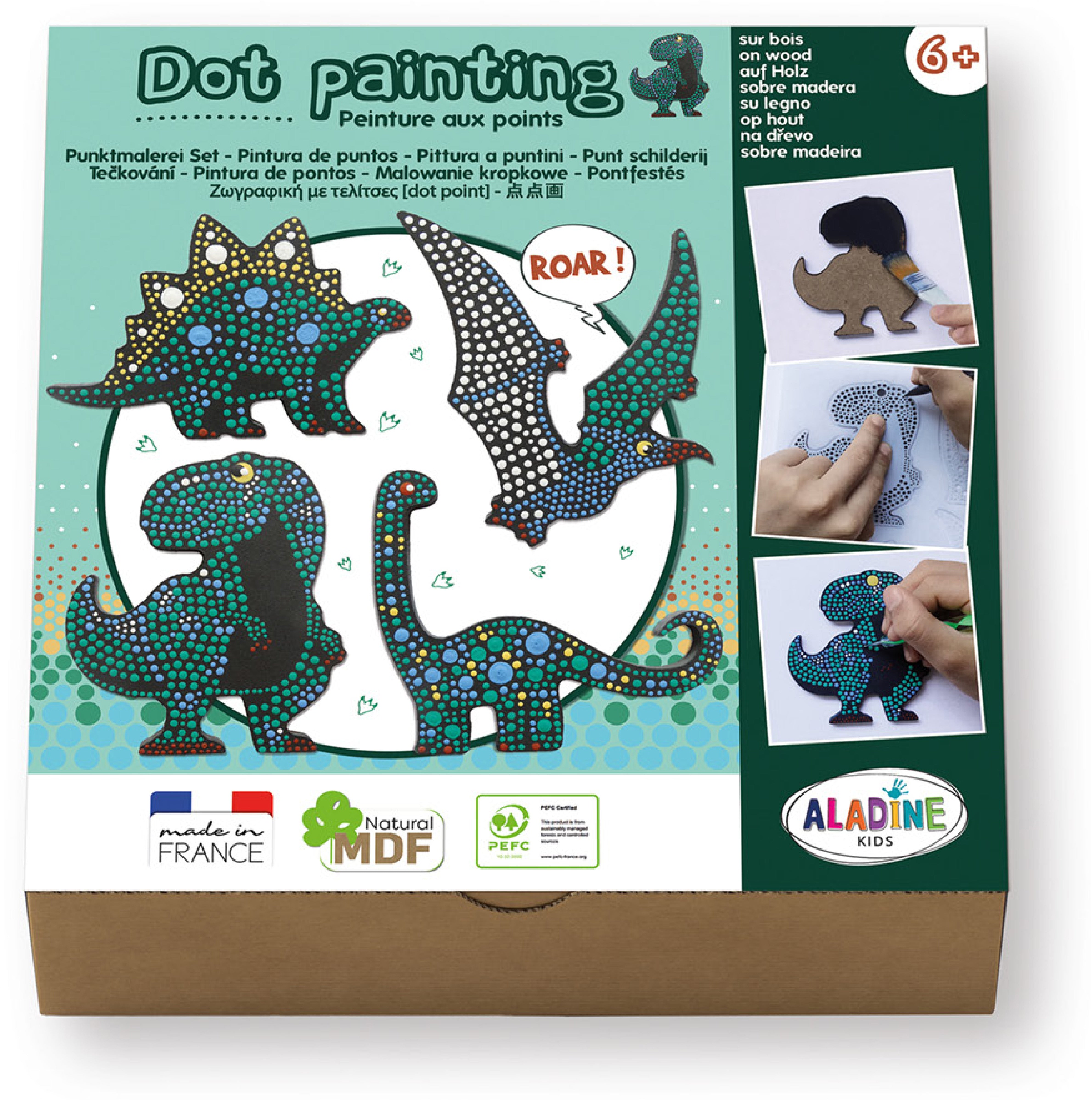 Aladine Dot Painting Set – Dinosaurier – 3-teilig – Art.-Nr. 85479