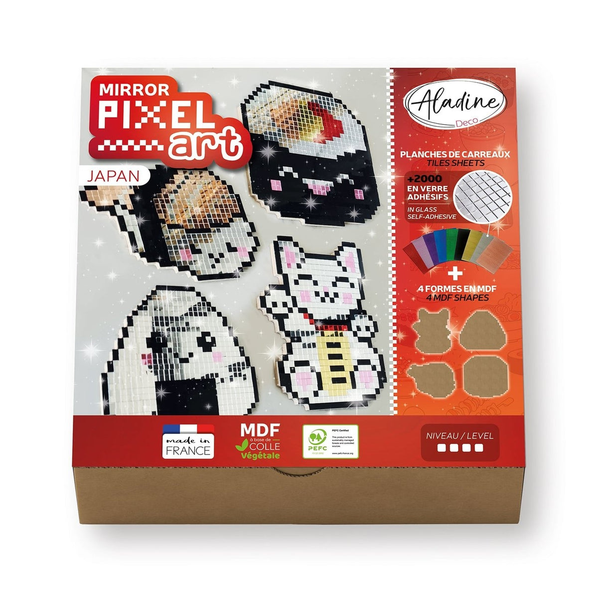 Aladine Pixel Art Set Japan – Spiegel-Mosaik – 4 Stück – 85626