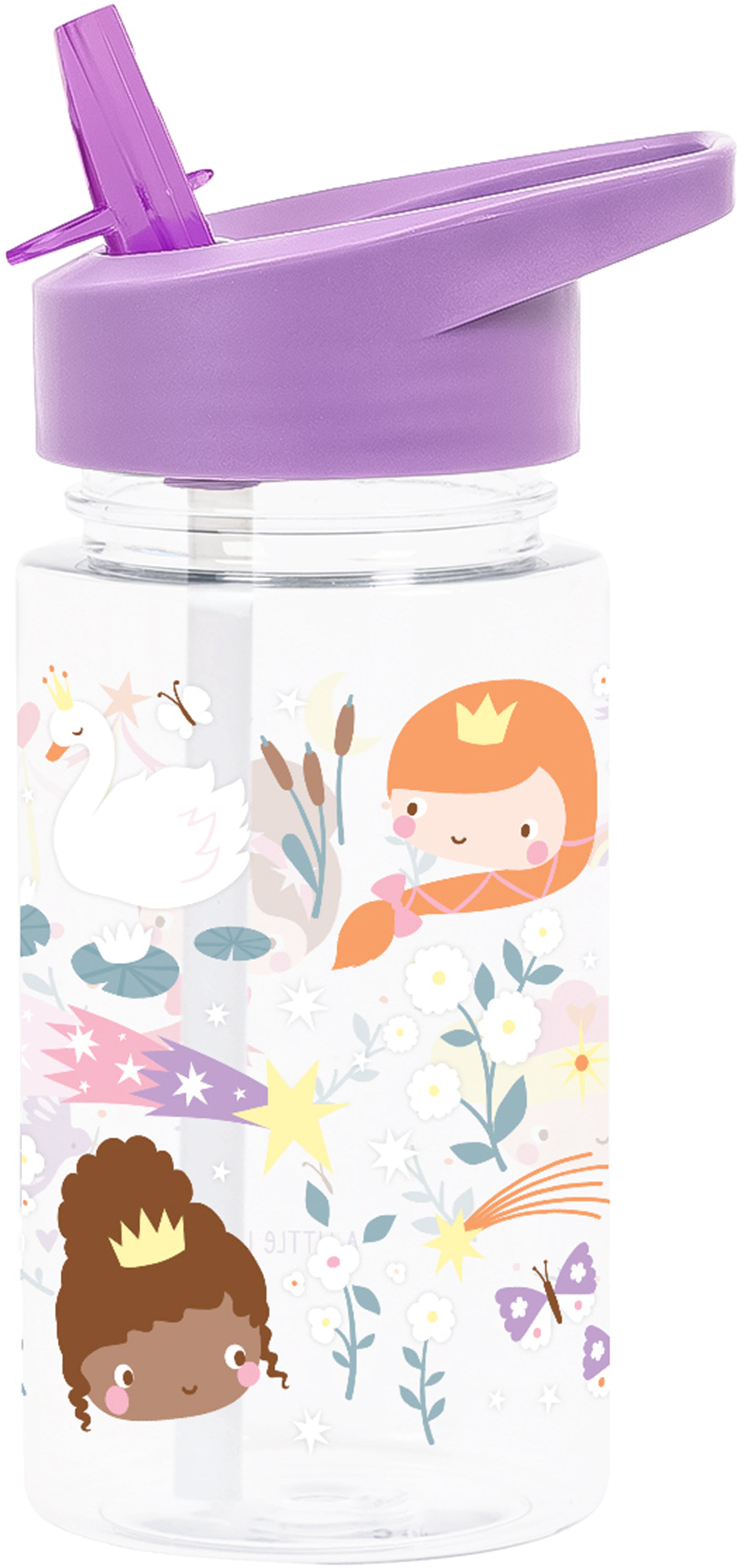 ALLC DBPRPU94 Kindertrinkflasche 450 ml – mit Strohhalm, Tritan, Prinzessinnen