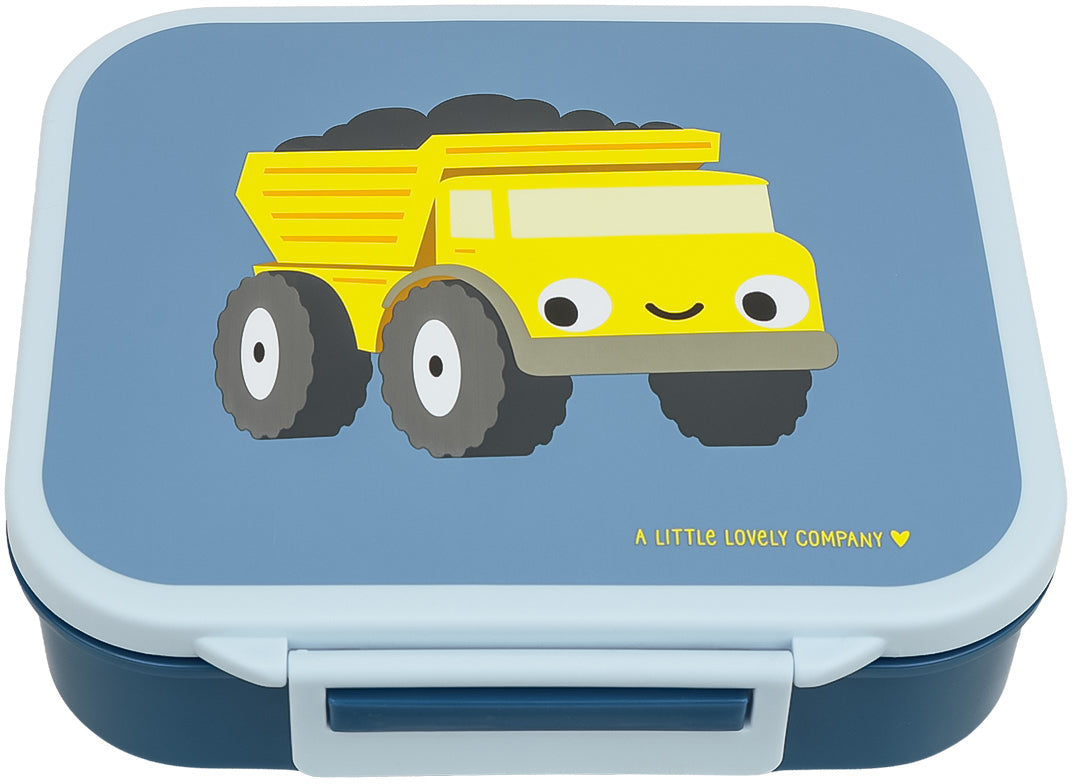 Allc Lunchbox 900 ml, 17 × 5 × 18 cm, luftdicht, herausnehmbarer Einsatz, BPA-frei, Dump Truck-Print