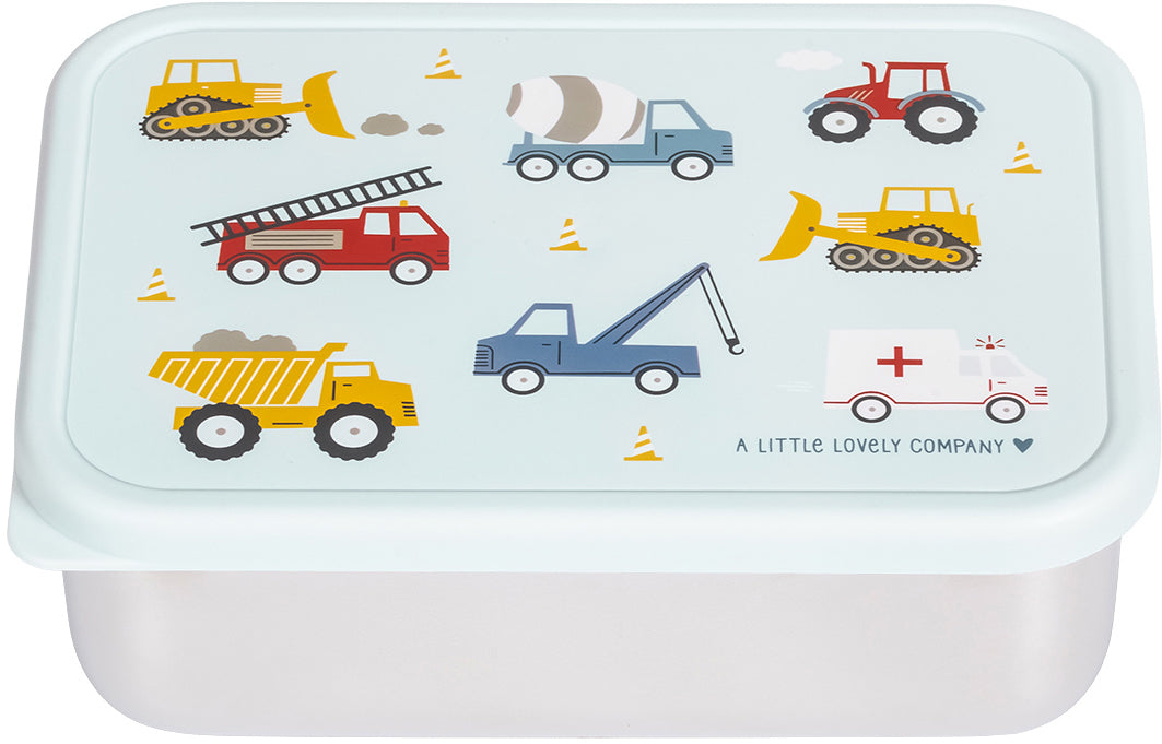 Allc Lunchbox LBSSVE55 Fahrzeuge – 17,5 × 6,0 × 12,5 cm, Edelstahl/Kunststoff (PP), mit Click-&-Close-Deckel
