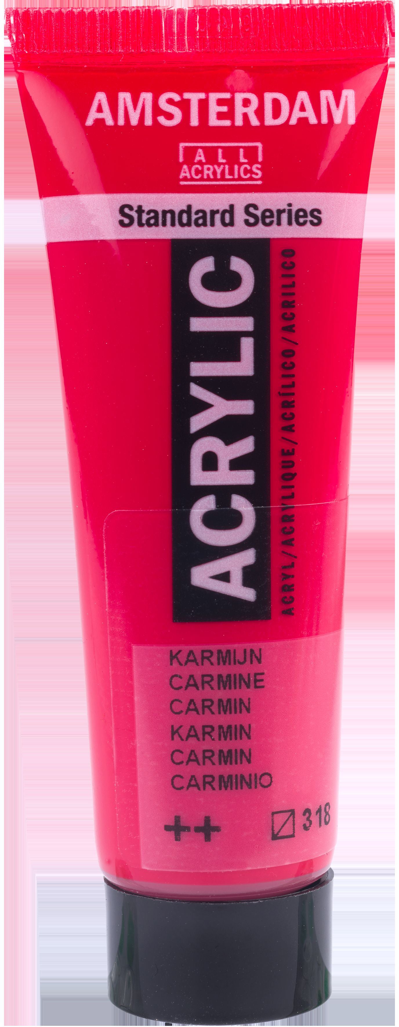 Royal Talens AMSTERDAM Standard Serie Acrylfarbe – Karmin 318, seidenmatt – 20 ml – für Leinwand, Papier, Holz