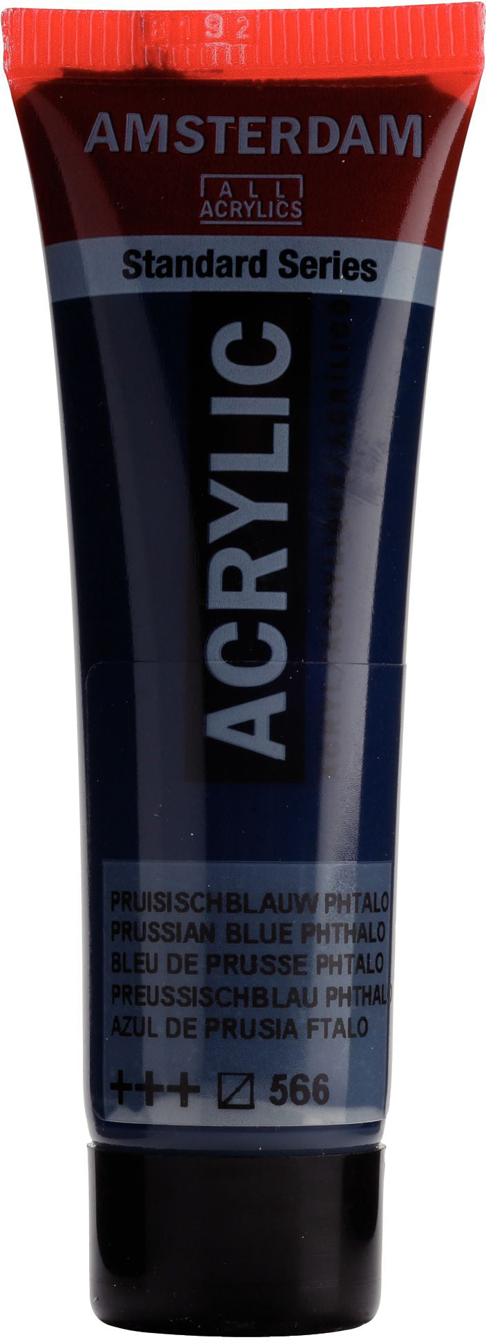 Royal Talens Amsterdam Acrylfarbe – Preussischblau (Phthalo) 566, seidenmatt – 20 ml – für Leinwand, Papier, Holz