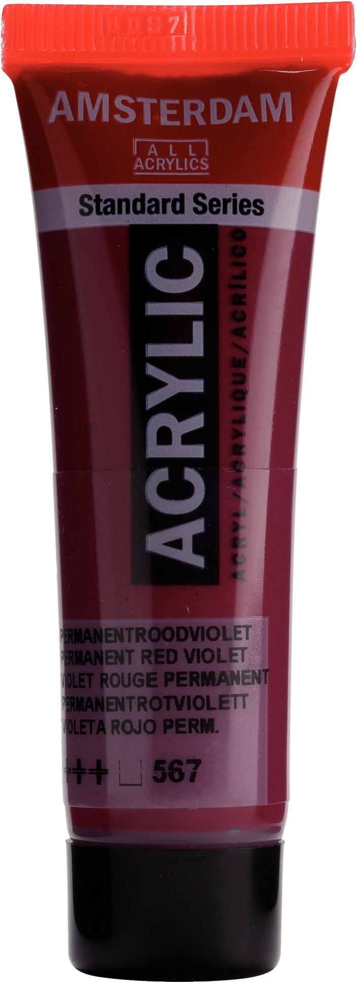 Royal Talens AMSTERDAM Acrylfarbe – Permanentrotviolett 567, seidenmatt – Tube 20 ml – für Leinwand, Papier, Holz