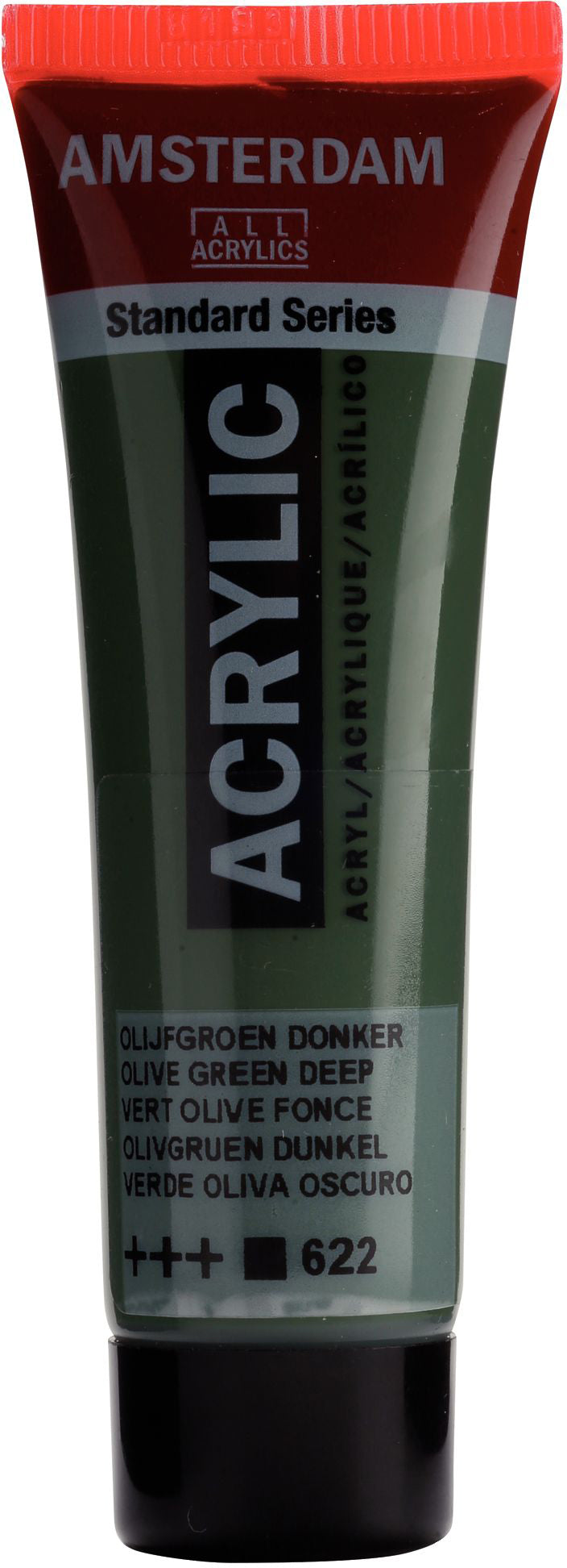 Royal Talens Amsterdam Standard Serie Acrylfarbe – Dunkelolivgrün 622, seidenmatt – 20 ml – für Leinwand, Papier, Holz