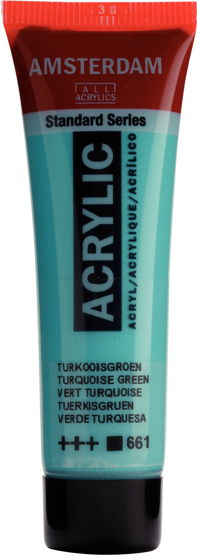 Royal Talens AMSTERDAM Acrylfarbe – Türkisgrün 661, seidenmatt – 20 ml – für Leinwand, Papier, Holz