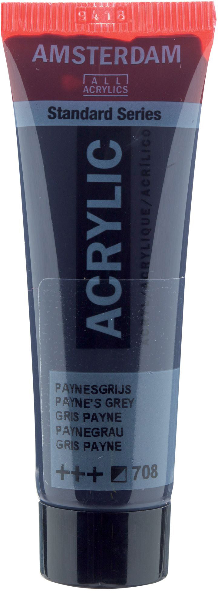 Royal Talens AMSTERDAM Standardserie Acrylfarbe – Paynegrau 708, seidenmatt – 20 ml – für Leinwand, Papier, Holz