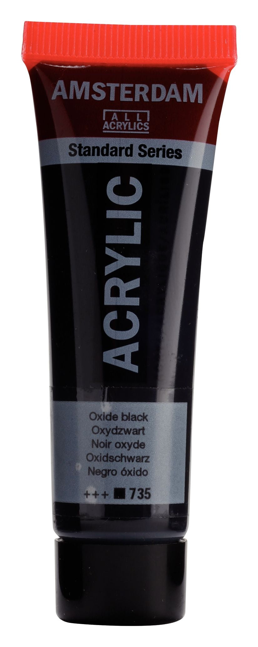 Royal Talens Amsterdam Acrylfarbe – Oxidschwarz 735, seidenmatt, deckend – 20 ml – für Leinwand, Papier, Holz