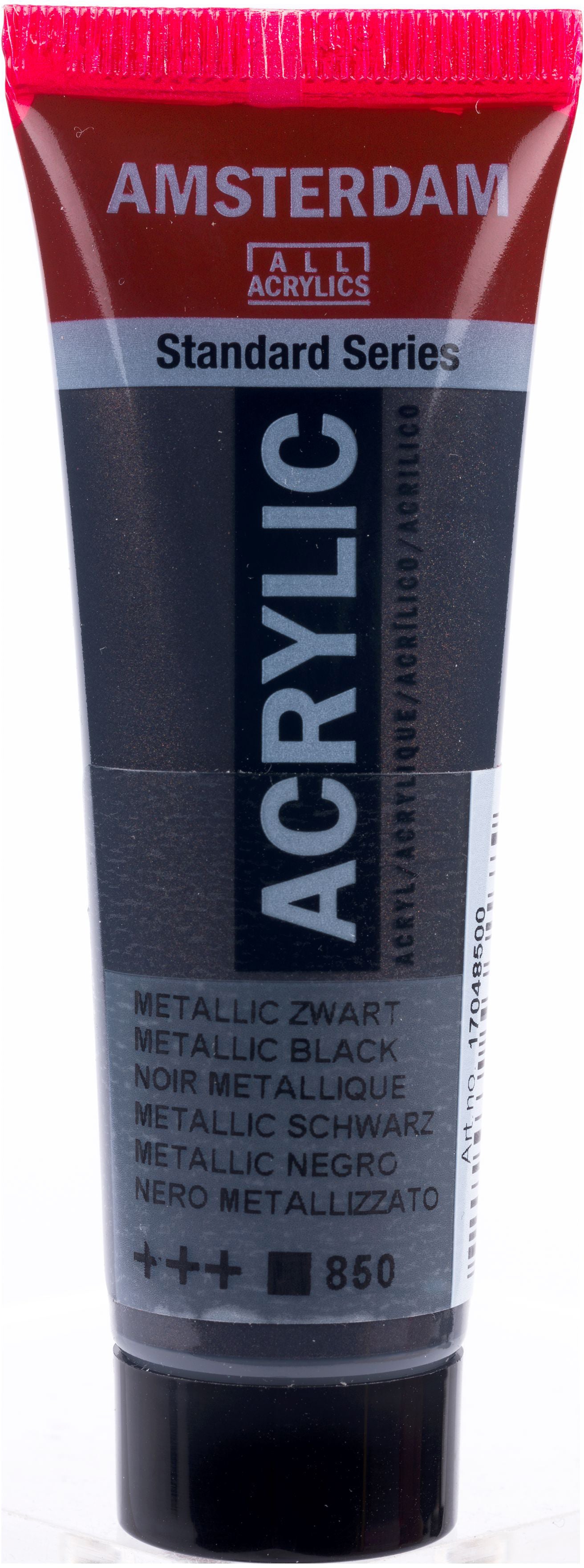 Royal Talens AMSTERDAM Standard Series Acrylfarbe – Schwarz 850, seidenmatt, Metallic – 20 ml – für Leinwand, Papier, Holz