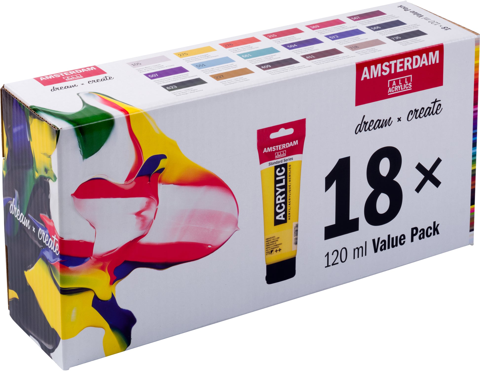 Royal Talens Amsterdam Standard-Serie Acrylfarbe-Set – 18 Farben (18×120 ml (2,16 l))