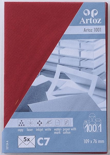 Artoz Couvert 77 × 112 mm, weinrot, 100 g/m² – 5 Stk.