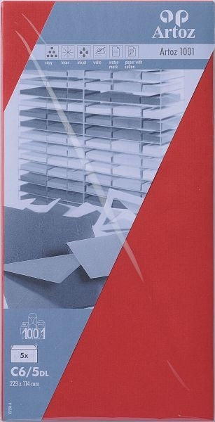 Artoz Couvert C5/6, rot, 100 g/m² – 5 Stk.