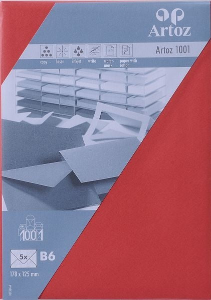 Artoz Couvert B6, rot, 100 g/m² – 5 Stk.