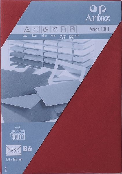 Artoz Couvert B6, weinrot, 100 g/m² – 5 Stk.
