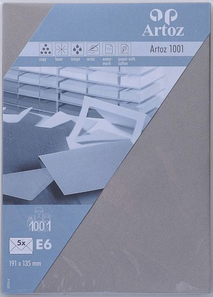 Artoz Couvert 190 × 136 mm, graphit, 100 g/m² – 5 Stk.