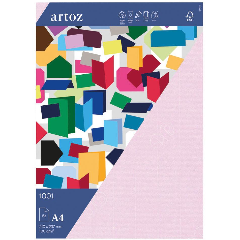Artoz Design-Papier, strukturiert, rosa, A4, 100 g/m², 5 Blatt, FSC