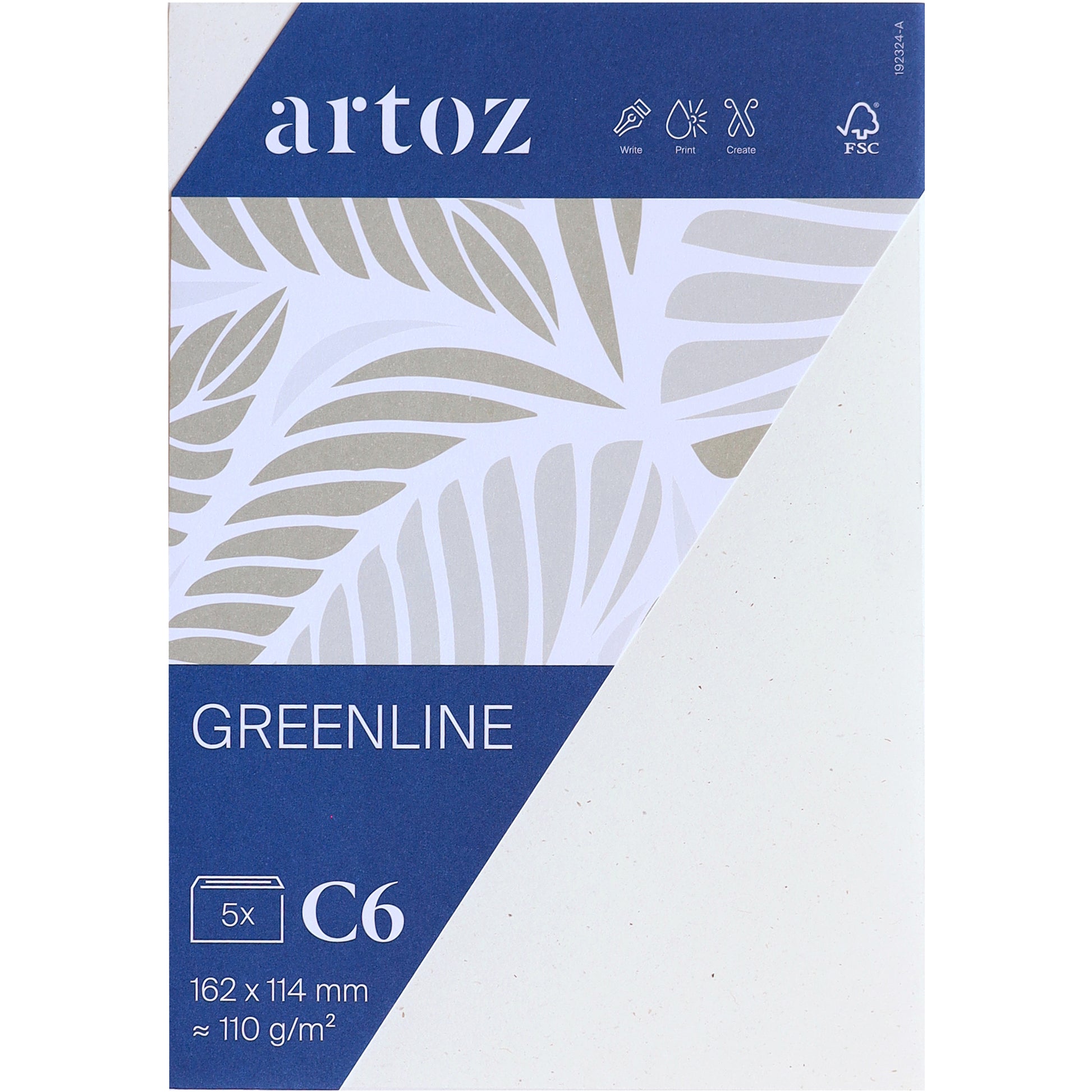 Artoz Couvert C6, Haftklebung, Birke, 120 g/m², Greenline Recyclingpapier – 5 Stk.