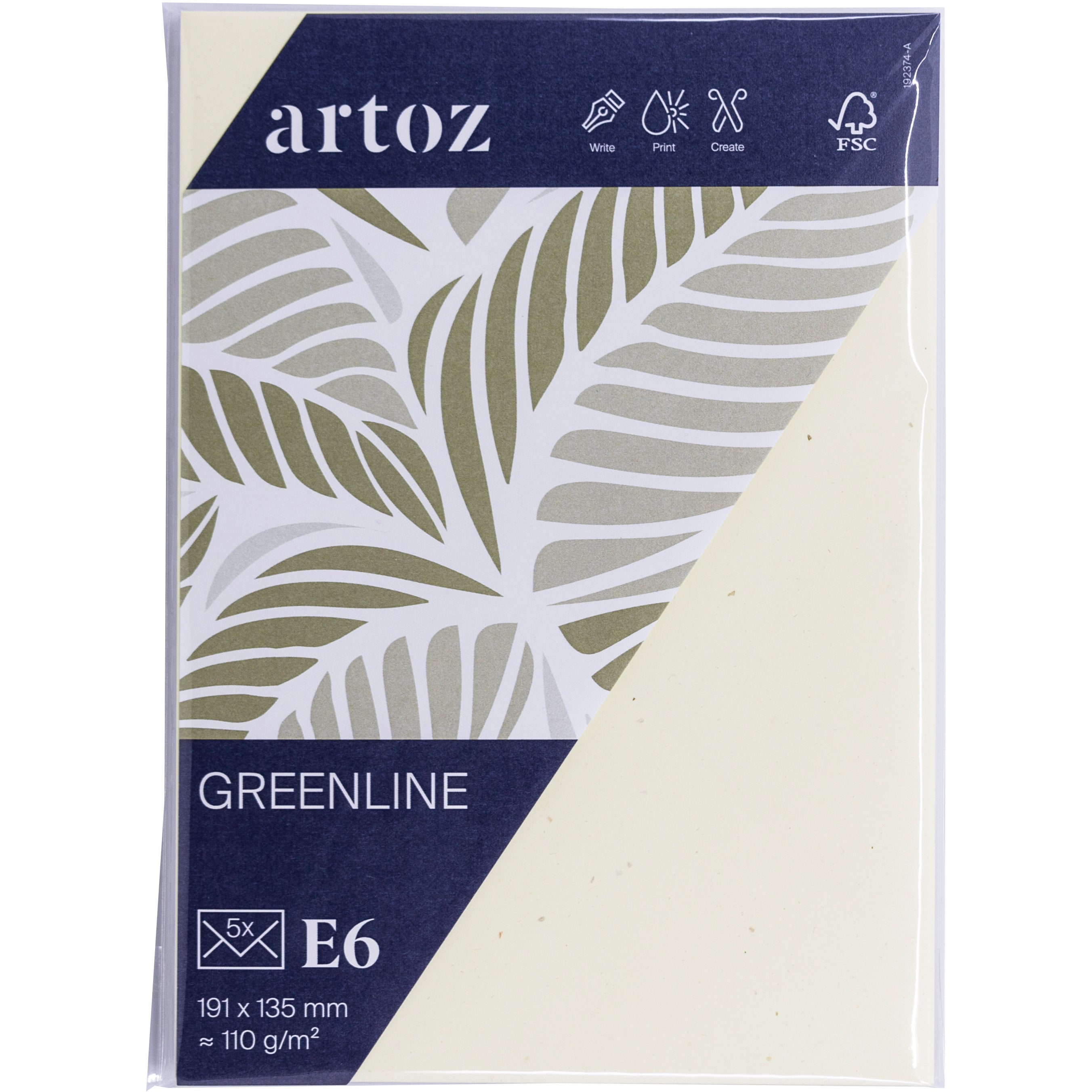 Artoz Couvert 140 × 195 mm, Nassklebung, tortilla, 120 g/m², Greenline Papier – 5 Stk.