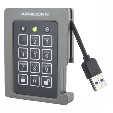 Apricorn Aegis Padlock SSD FIPS – 2 TB, USB 3.2 Gen 1 Typ-A, Hardware-Verschlüsselung, PIN-gesichert, FIPS 140