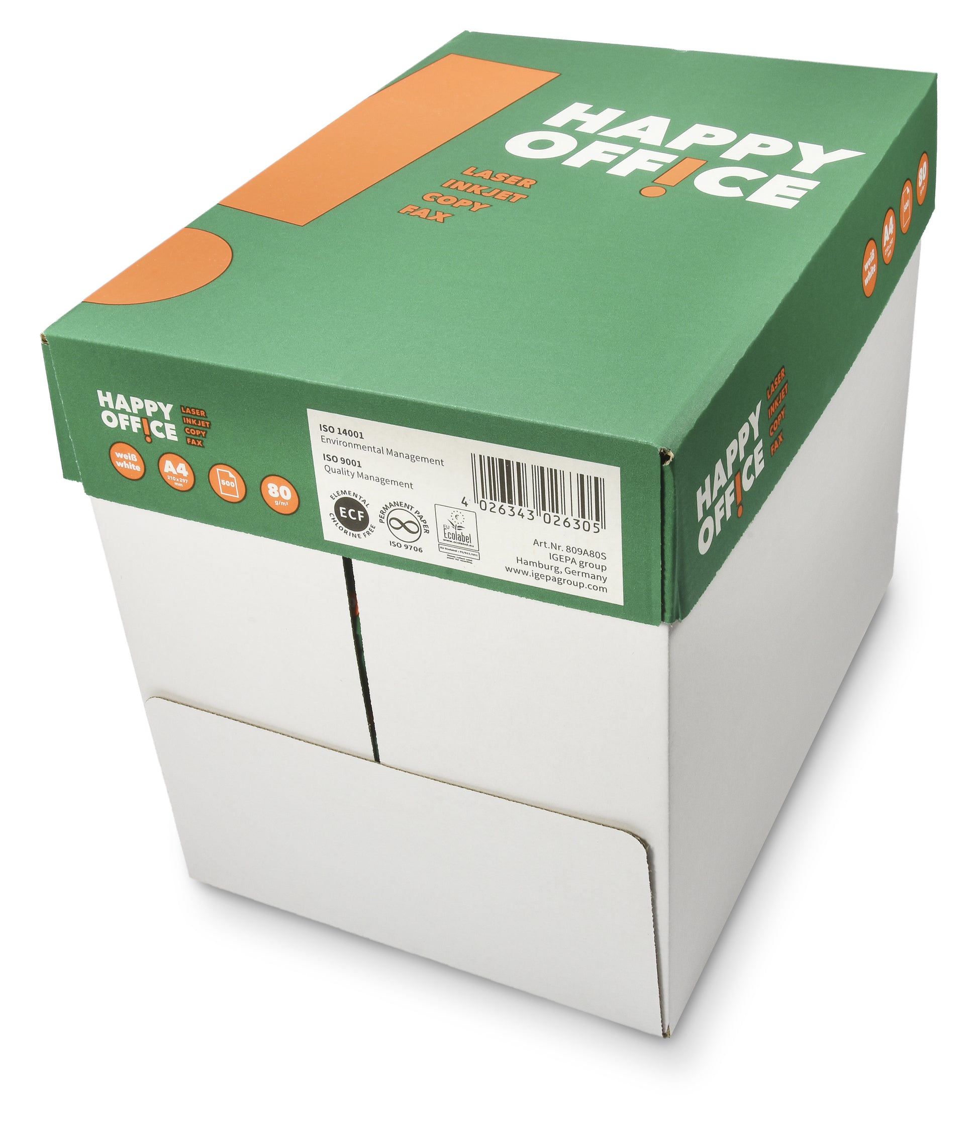 Happy Office Kopierpapier – A3, 80 g/m², hochweiss, Box à 2'500 Blatt