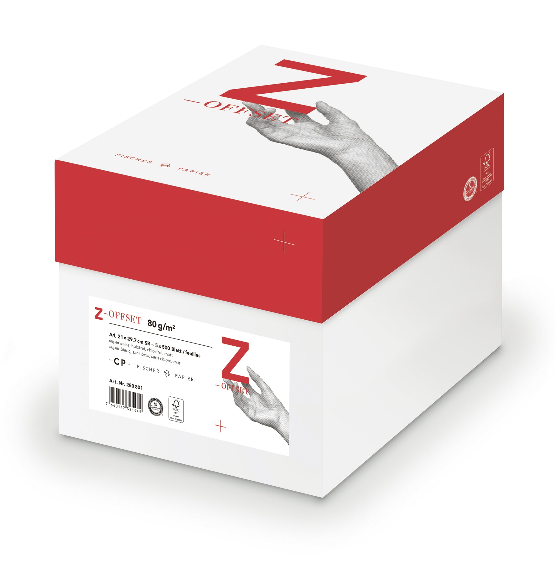 Z-offset Kopierpapier Hochweiss – A4, 80 g/m², 25'000 Blatt
