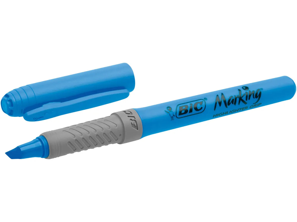 BIC Highlighter Grip Textmarker – Blau, Keilspitze