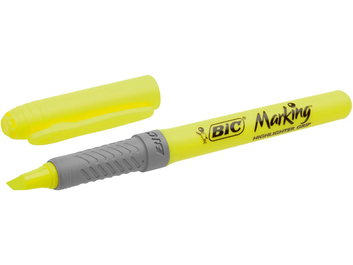 BIC Highlighter Grip Textmarker – Gelb, Keilspitze