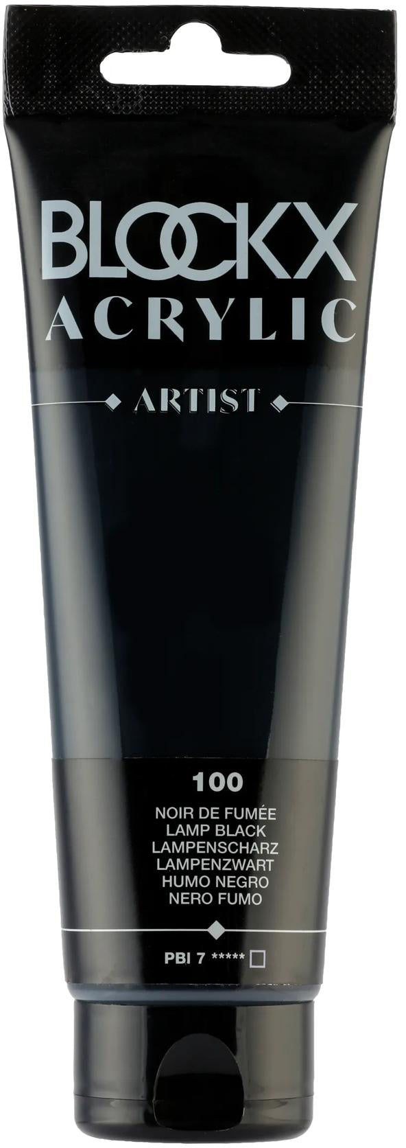 Blockx Acrylic Artist Acrylfarbe – Lampenschwarz, seidenmatt – 120 ml