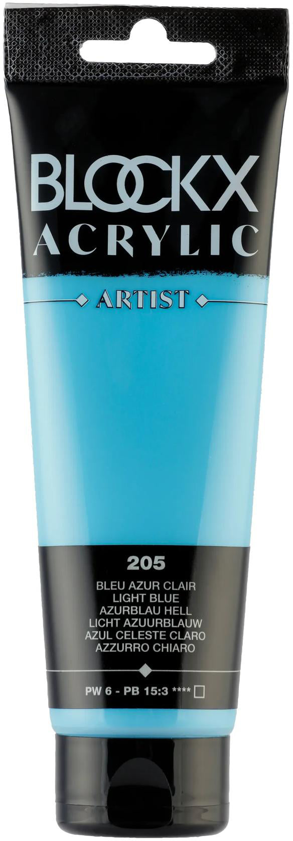 Blockx Acrylic Artist Acrylfarbe – Azurblau hell, seidenmatt – 120 ml