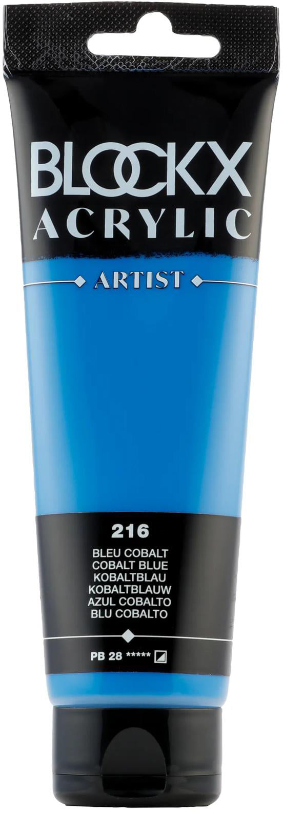 Blockx Acrylic Artist Acrylfarbe – Kobaltblau, seidenmatt – 120 ml, Tube