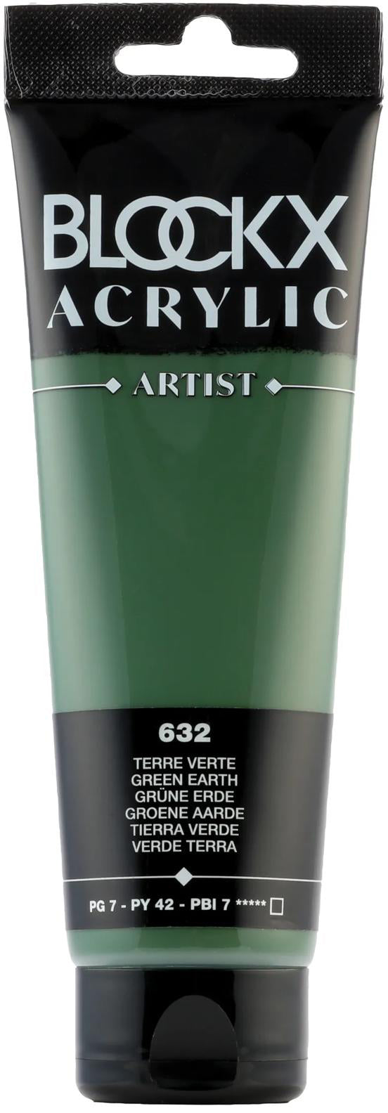 Blockx Acrylic Artist Acrylfarbe – Grüne Erde, seidenmatt – 120 ml