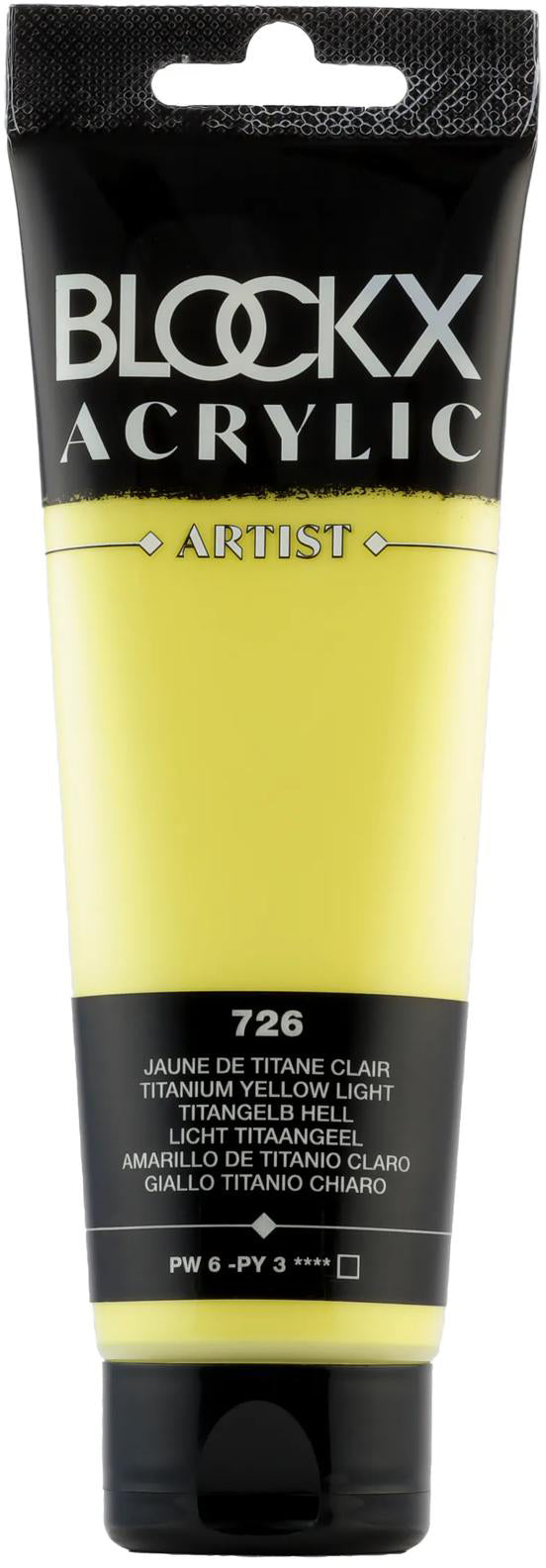 Blockx Acrylic Artist Acrylfarbe – Hell Titangelb, Seidenmatt – 120 ml