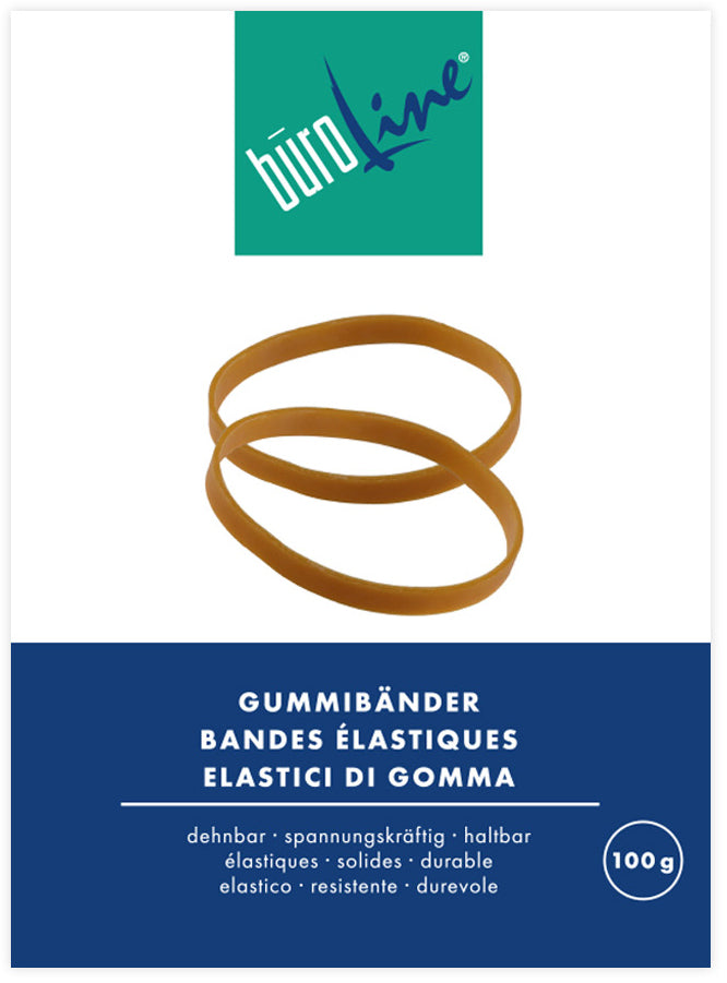 Buroline Gummibänder – 1,3 mm, Ø 50 mm, Braun, Naturkautschuk, 100 g