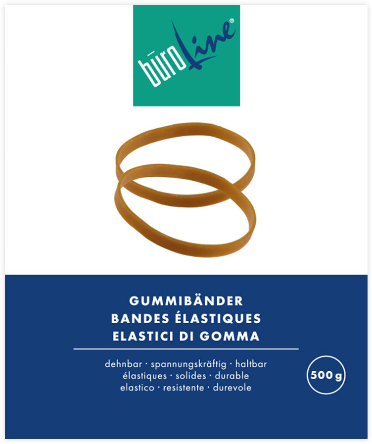 Buroline Büroline Gummibänder – 3 × 90 mm, Ø 60 mm, Braun, Naturkautschuk, 500 g