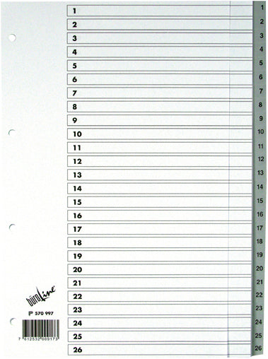 Buroline Büroline Register A4 – nummeriert 1–52, PP, grau, ohne Indexblatt