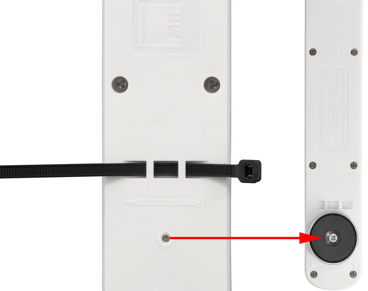 Max Hauri AG Max Hauri Basic Line Steckdosenleiste – 5× T13, 5 m, mit Schalter, Weiss