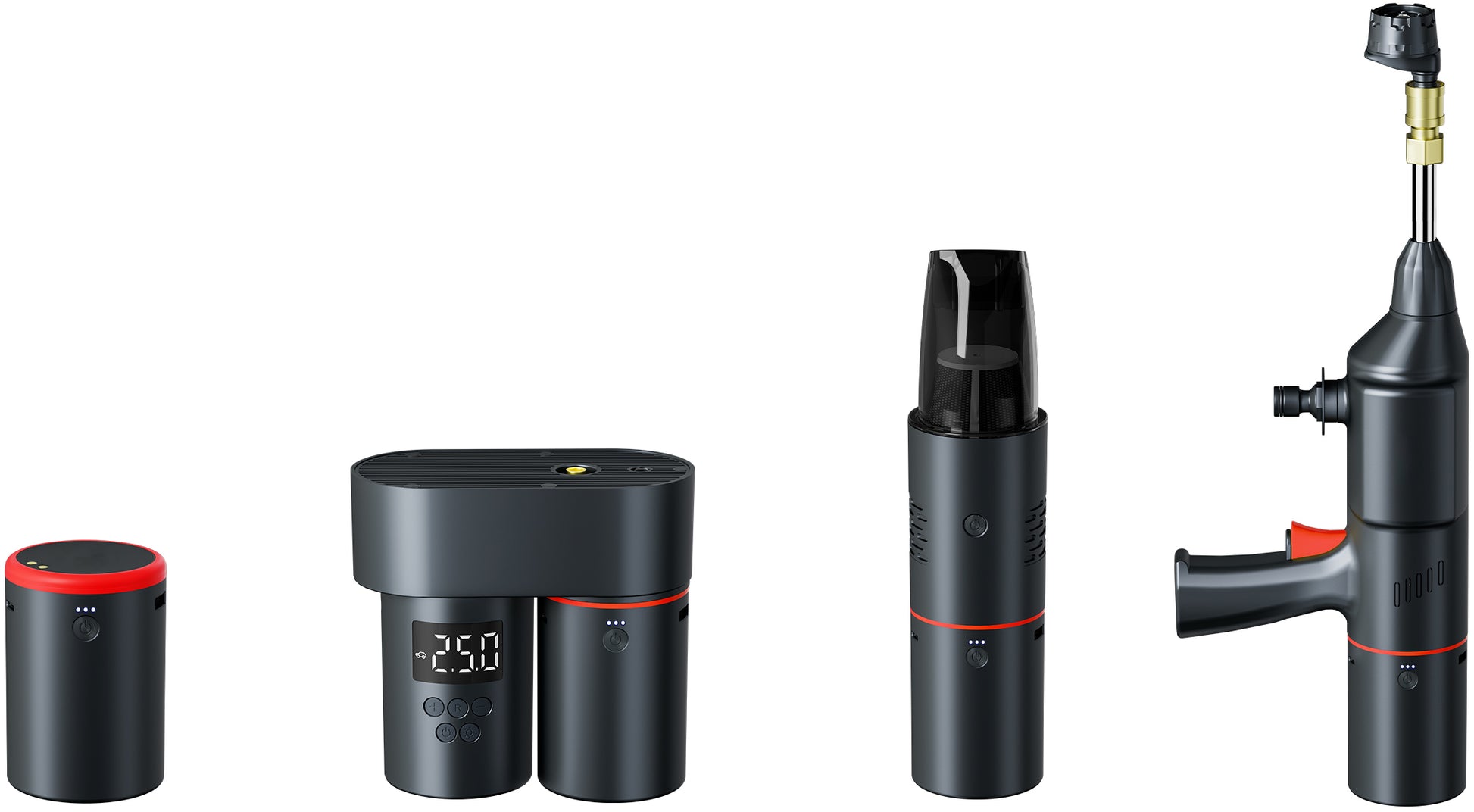 Caliber PowerSnap Reiseset – für Innenraum & Aussen – 4-teilig – 15.000 mAh Akku – Schwarz