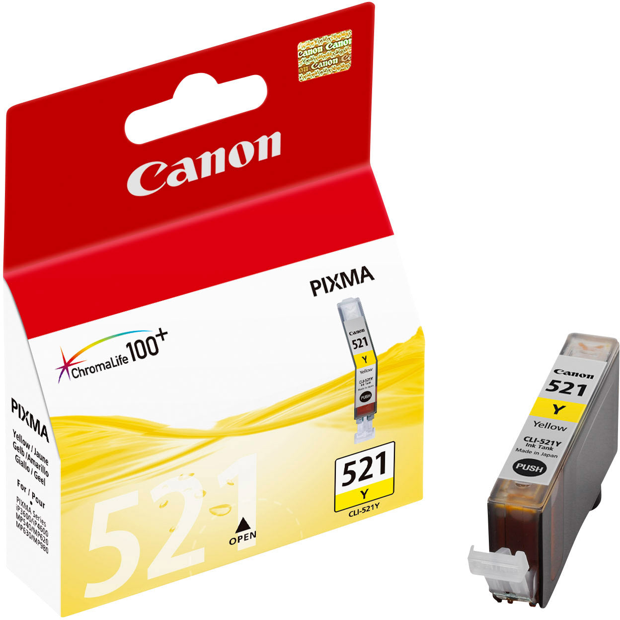 Canon CLI-521Y Gelbe Tintenpatrone (Original) – 9 ml – für iP3600, iP4600/4600x, MP540/540x …